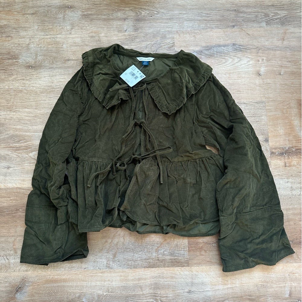 NEW American Eagle Outfitters Olive Green Blouse - Small